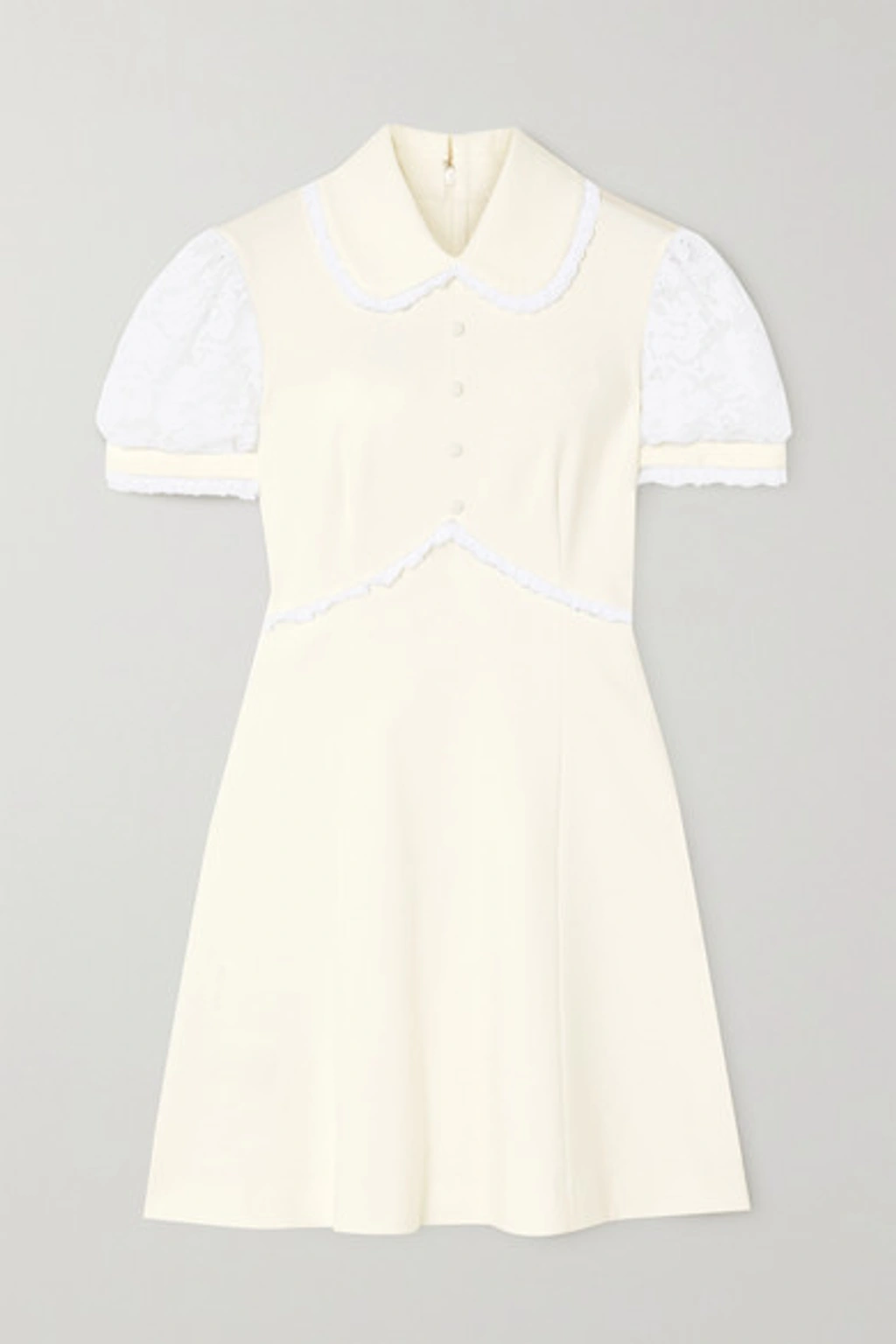 Miu Miu Cotton-blend Lace-trimmed Stretch-jersey Mini Dress