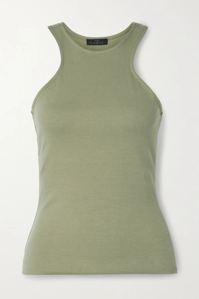 The Range Racer Stretch Cotton-jersey Tank In Army Green