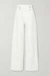 ARTCLUB VITA BUTTON-EMBELLISHED COTTON AND LINEN-BLEND WIDE-LEG trousers