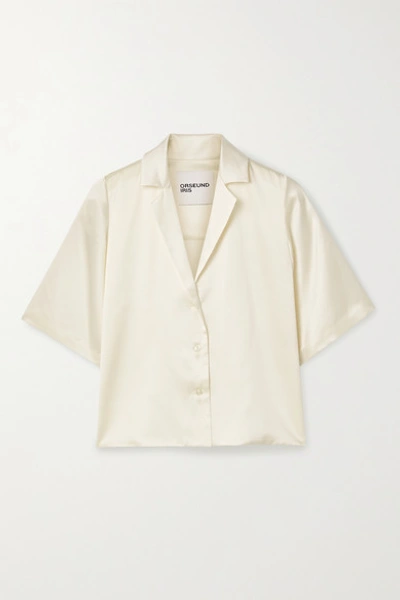 Orseund Iris Le Funk Cropped Silk-satin Shirt In Ivory