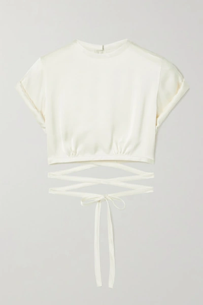 Orseund Iris Le Club Cropped Satin Top In Cream