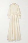 ORSEUND IRIS Night Out cutout ruched satin wrap maxi dress