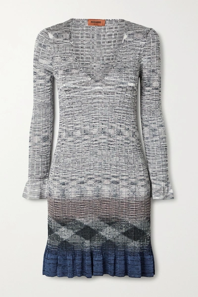 Missoni Degrade Long Sleeve Sweater Dress In Gray