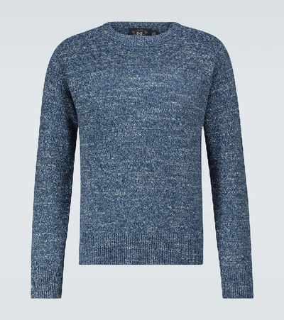Rrl Slim-fit Mélange Cotton Sweater In Blue
