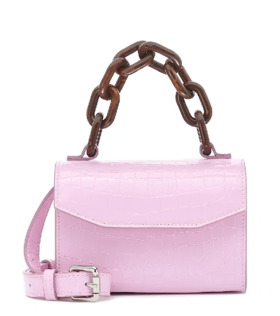 Ganni Belly Croc-effect Leather Shoulder Bag In Pink