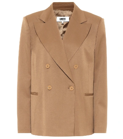 Mm6 Maison Margiela Double-breasted Boxy-fit Blazer In Neutrals