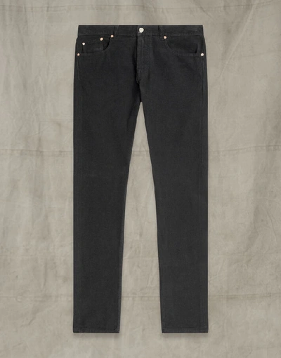 Belstaff Longton Slim-fit Cotton-corduroy Trousers In Black
