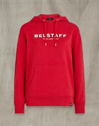 Belstaff Logo Print Cotton Sweatshirt Hoodie In Red