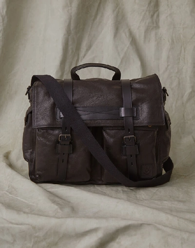Belstaff Messenger Bag In Hand Waxed Leather In Black