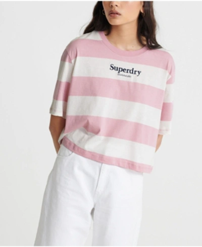 Superdry Kastenförmiges Harper T-shirt Mit Streifen In Pink
