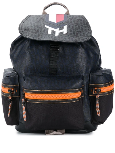 Tommy Hilfiger Monogram Flap Backpack In Blue