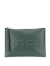 KENZO ZIP-UP LEATHER CLUTCH BAG