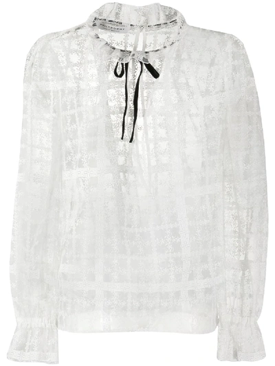 Philosophy Checked Floral-lace Blouse In White