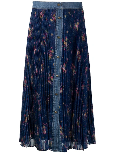 Philosophy Floral-print Pleated Skirt In Blue