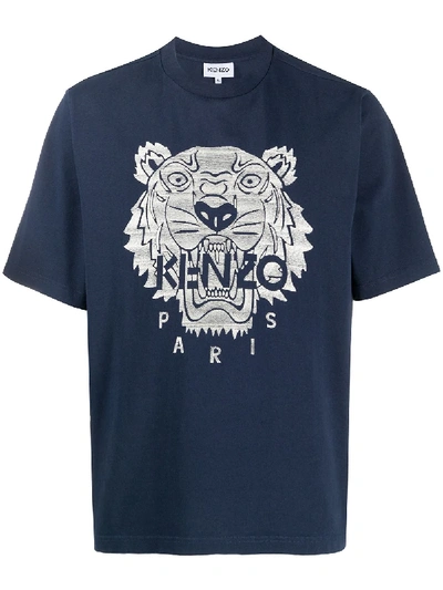 Kenzo Tiger Motif Short-sleeved T-shirt In Blue