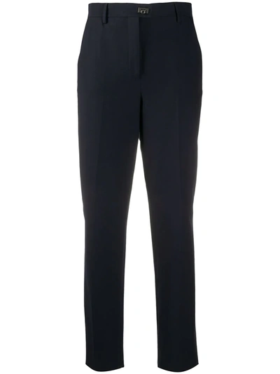 Ferragamo Gancini-plaque Straight-leg Trousers In Multi
