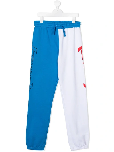 Stella Mccartney Teen Colour-block Logo Print Track Trousers In 白色