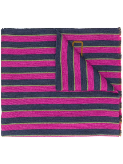 Etro Pegaso Striped Scarf In Blue