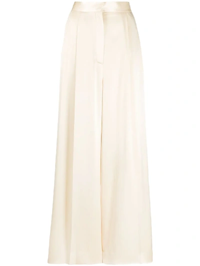 Loewe Satin Palazzo Pants In Neutrals