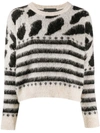 8pm Print-mix Crew Neck Jumper In Neutrals