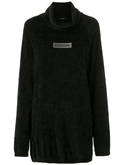 À La Garçonne Chenille Elongated Jumper In Black