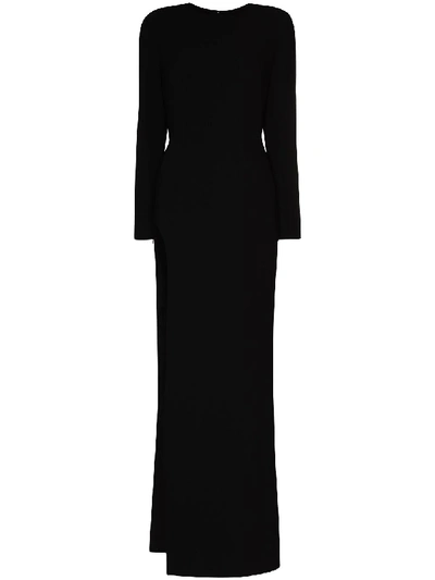Monot Transparent-bodice Floor-length Dress In Black