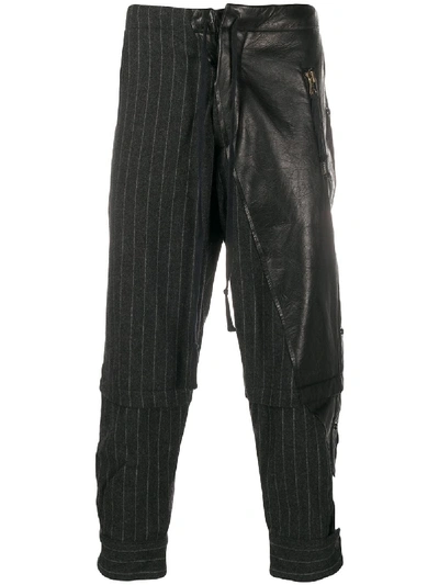 Greg Lauren Zip Detail Trousers In Black