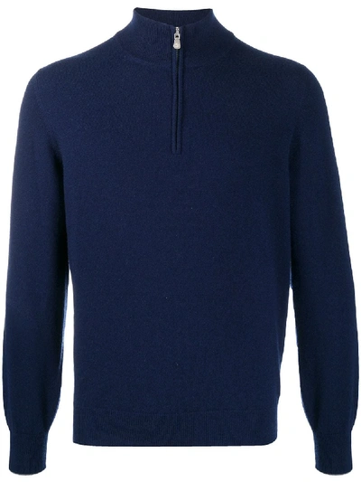Brunello Cucinelli Half-zip Sweater In Blue