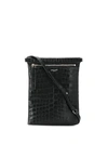 Saint Laurent Embossed Crocodile Effect Messenger Bag In Black