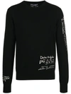 DOLCE & GABBANA CASHMERE SWEATER WITH LOGO DOODLE EMBROIDERY