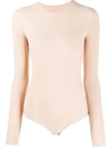 Maison Margiela Four-stitch Detail Bodysuit In Neutrals