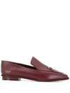 Ferragamo Logo Plaque Leather Loafers In Red