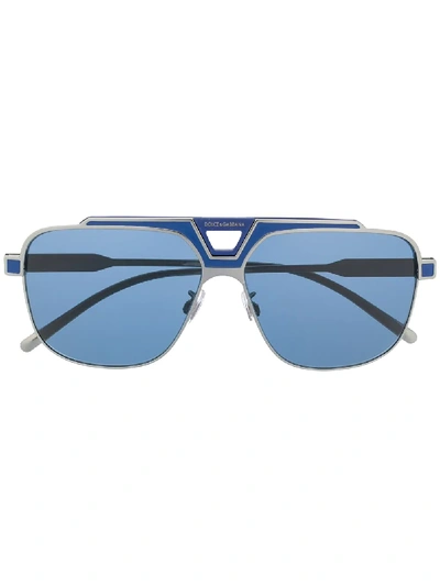 Dolce & Gabbana Aviator Sunglasses With Blue Detailing