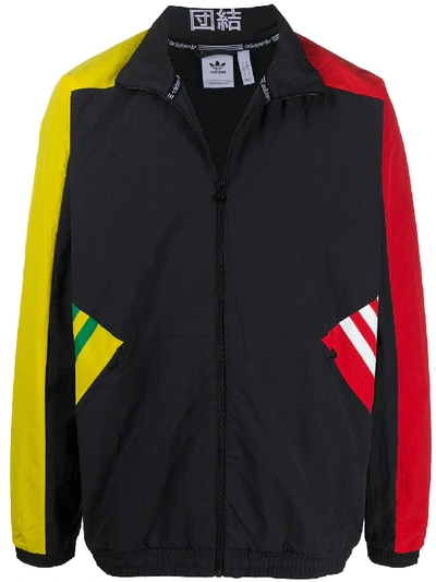 Adidas Originals Tolima-02 Colour-block Windbreaker In Black