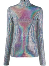 MSGM IRIDESCENT ROLL NECK TOP