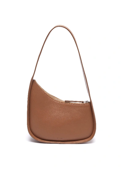 The Row Half Moon Leather Shoulder Bag In Brown