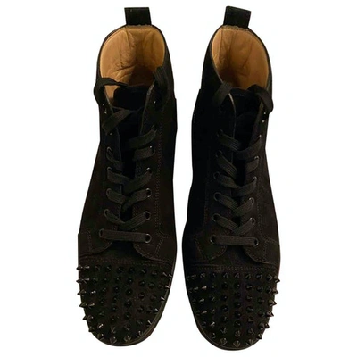 Pre-owned Christian Louboutin Louis Black Suede Trainers