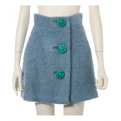 Pre-owned Miu Miu Blue Wool Skirt