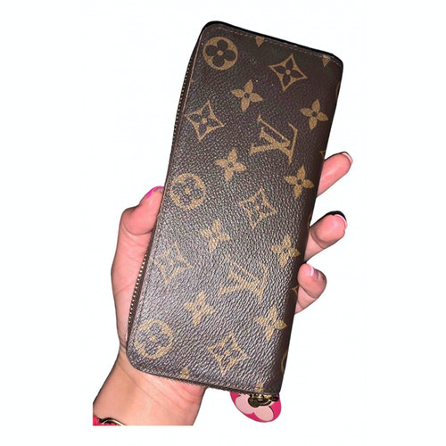 Pre-Owned Louis Vuitton Clemence Brown Cloth Wallet | ModeSens