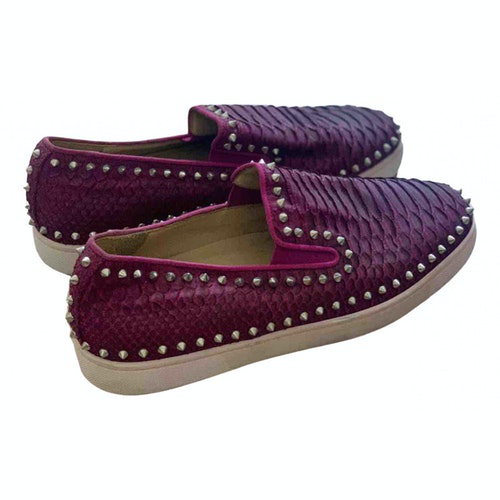 Pre-Owned Louis Vuitton Purple Leather Trainers | ModeSens