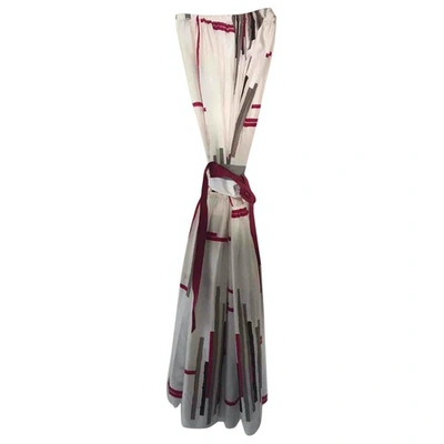 Pre-owned Dkny Silk Maxi Dress In White