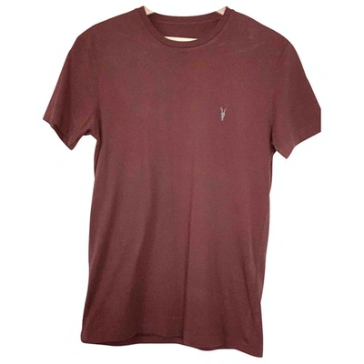 Pre-owned Allsaints Burgundy Cotton T-shirts