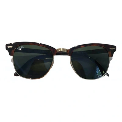 Pre-owned Ray Ban Clubmaster Brown Sunglasses