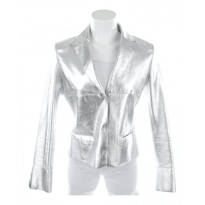 Pre-owned Marc Cain Leather Jacket In Metallic