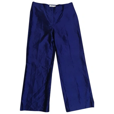 Pre-owned Max Mara Blue Silk Trousers