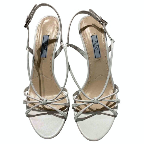 Pre-Owned Prada White Leather Sandals | ModeSens