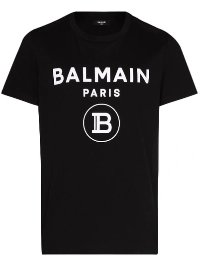 Balmain Logo Printed T-shirt In Black,white