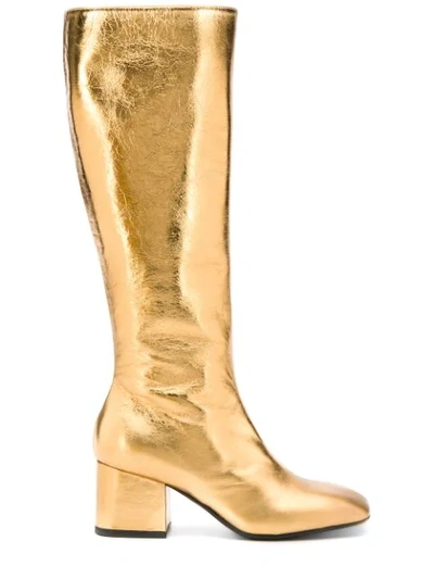 Marni Metallic Leather Knee-high Boots In Gold