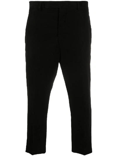 Rick Owens Performa Slim-fit Cropped Trousers In Black