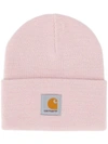 Carhartt Turn-up Logo Beanie In Pink